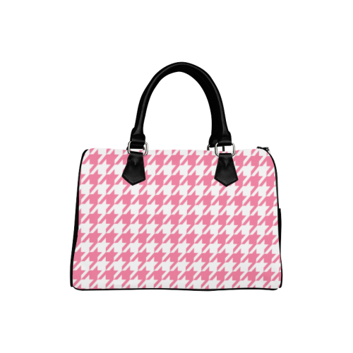 pink and white houndstooth classic pattern Boston Handbag (Model 1621)