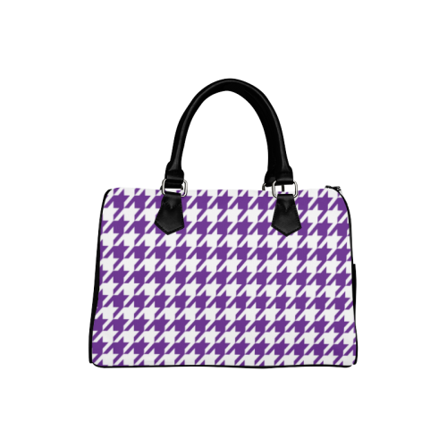 royal purple and white houndstooth classic pattern Boston Handbag (Model 1621)