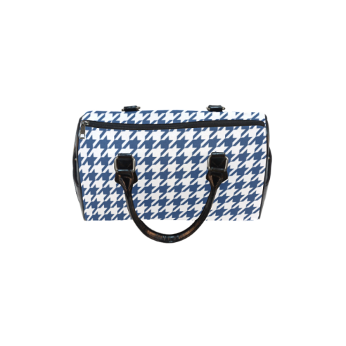 dark blue and white houndstooth classic pattern Boston Handbag (Model 1621)