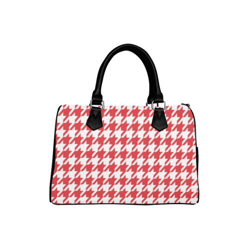 red and white houndstooth classic pattern Boston Handbag (Model 1621)