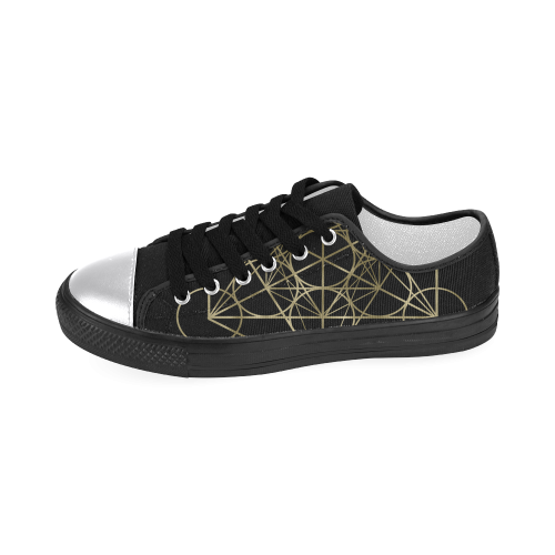 Metatrons Cube Pattern -black and gold Women's Classic Canvas Shoes (Model 018)