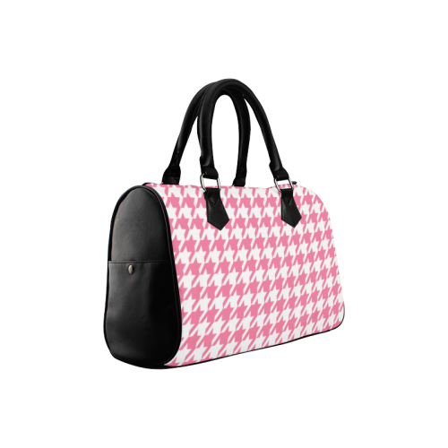 pink and white houndstooth classic pattern Boston Handbag (Model 1621)