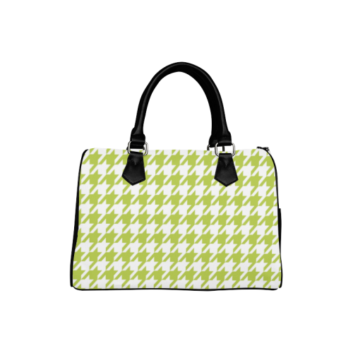 spring green and white houndstooth classic pattern Boston Handbag (Model 1621)