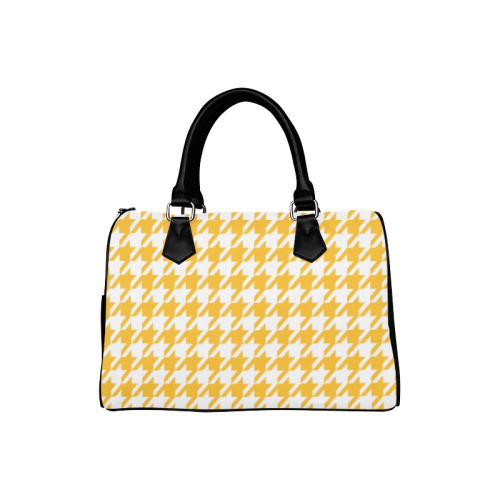sunny yellow and white houndstooth classic pattern Boston Handbag (Model 1621)