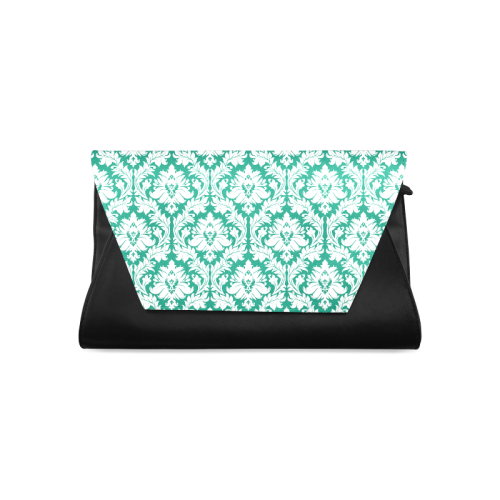 damask pattern emerald green and white Clutch Bag (Model 1630)