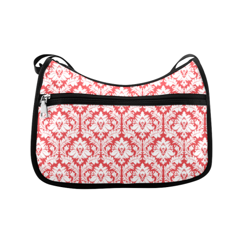 damask pattern red and white Crossbody Bags (Model 1616)