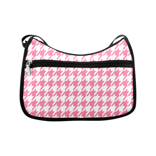 pink and white houndstooth classic pattern Crossbody Bags (Model 1616)