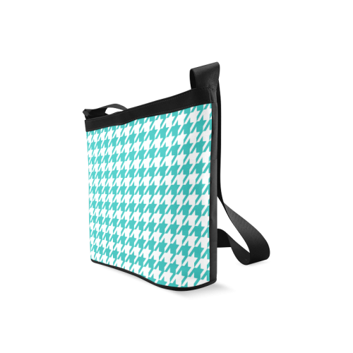 turquoise and white houndstooth classic pattern Crossbody Bags (Model 1613)