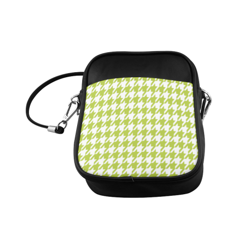 spring green and white houndstooth classic pattern Sling Bag (Model 1627)