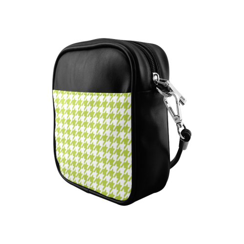 spring green and white houndstooth classic pattern Sling Bag (Model 1627)