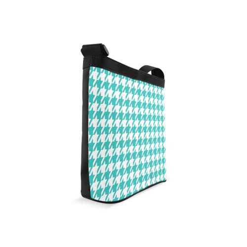 turquoise and white houndstooth classic pattern Crossbody Bags (Model 1613)