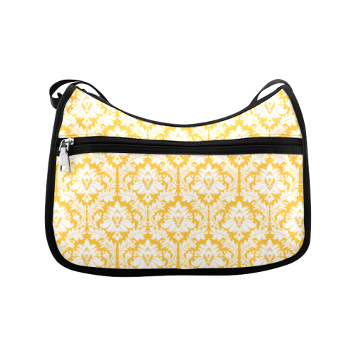 damask pattern sunny yellow and white Crossbody Bags (Model 1616)