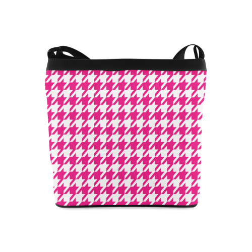 hot pink  and white houndstooth classic pattern Crossbody Bags (Model 1613)
