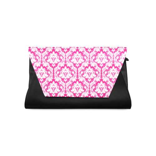 damask pattern hot pink and white Clutch Bag (Model 1630)