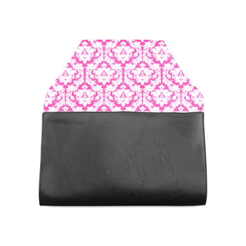 damask pattern hot pink and white Clutch Bag (Model 1630)