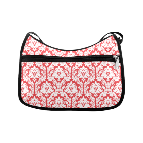 damask pattern red and white Crossbody Bags (Model 1616)
