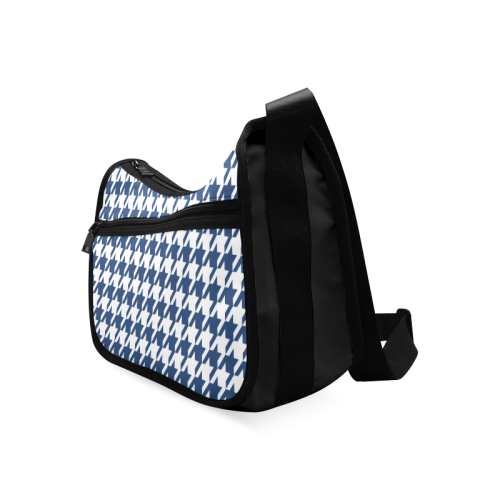 dark blue and white houndstooth classic pattern Crossbody Bags (Model 1616)