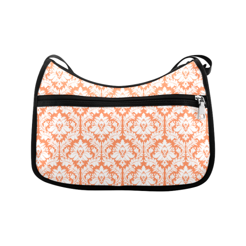 damask pattern orange and white Crossbody Bags (Model 1616)