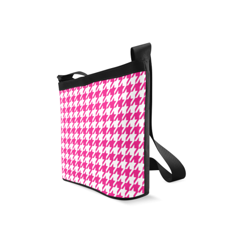 hot pink  and white houndstooth classic pattern Crossbody Bags (Model 1613)