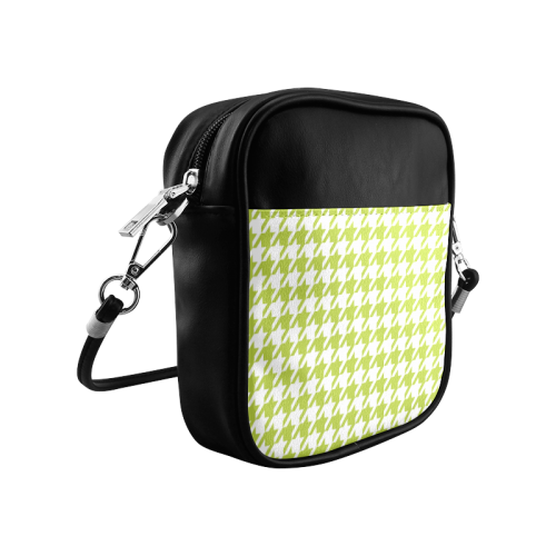spring green and white houndstooth classic pattern Sling Bag (Model 1627)