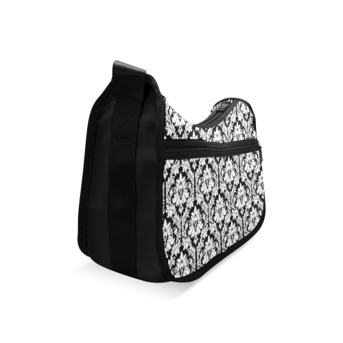 damask pattern black and white Crossbody Bags (Model 1616)