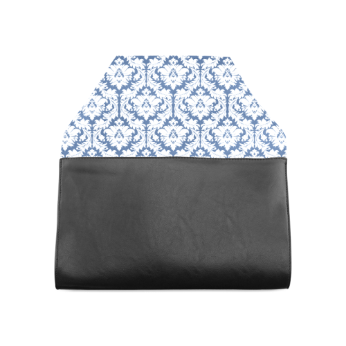 damask pattern navy blue and white Clutch Bag (Model 1630)