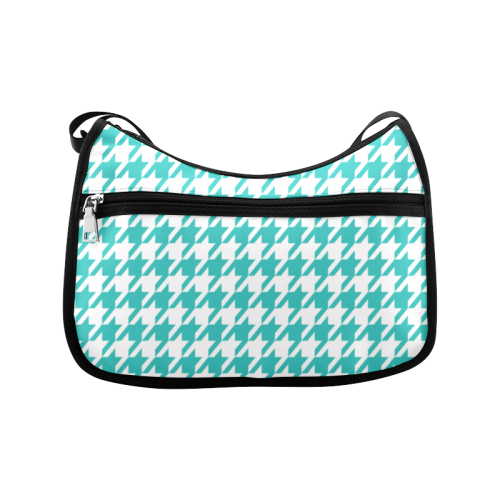 turquoise and white houndstooth classic pattern Crossbody Bags (Model 1616)