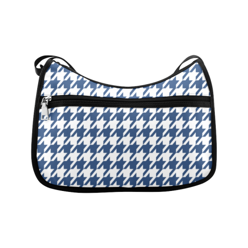 dark blue and white houndstooth classic pattern Crossbody Bags (Model 1616)
