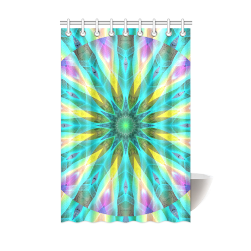 Golden Violet Peacock Sunrise Abstract Wind Flower Shower Curtain 48"x72"