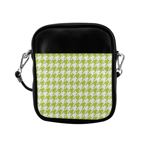 spring green and white houndstooth classic pattern Sling Bag (Model 1627)