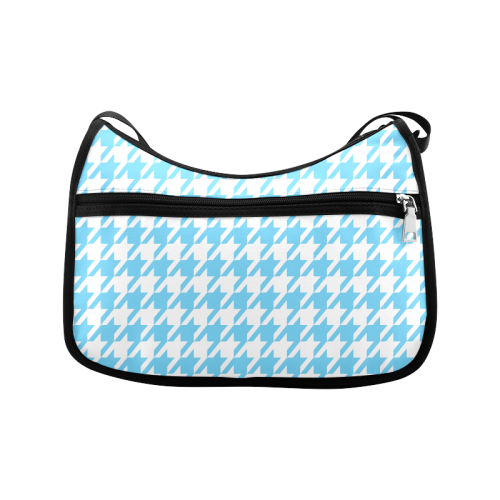 bright blue and white houndstooth classic pattern Crossbody Bags (Model 1616)