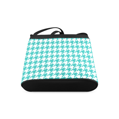 turquoise and white houndstooth classic pattern Crossbody Bags (Model 1613)