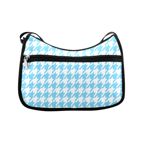 bright blue and white houndstooth classic pattern Crossbody Bags (Model 1616)