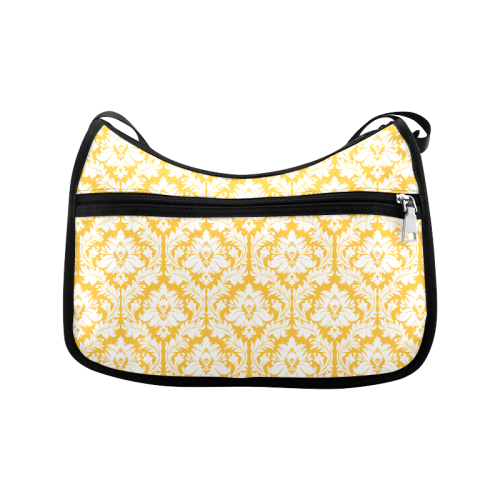 damask pattern sunny yellow and white Crossbody Bags (Model 1616)