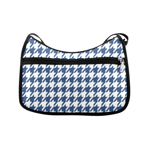 dark blue and white houndstooth classic pattern Crossbody Bags (Model 1616)