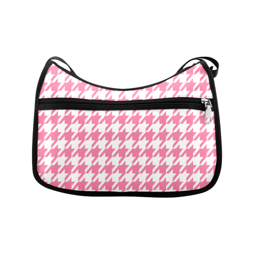 pink and white houndstooth classic pattern Crossbody Bags (Model 1616)