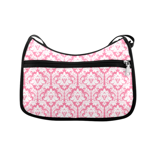 damask pattern pink and white Crossbody Bags (Model 1616)