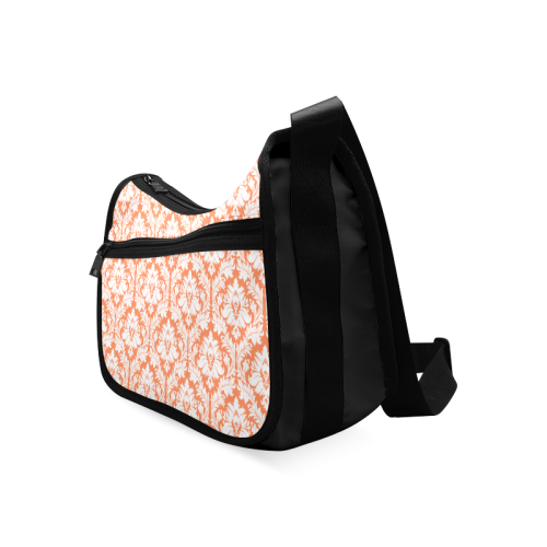 damask pattern orange and white Crossbody Bags (Model 1616)