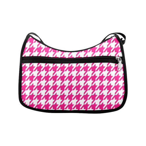 hot pink  and white houndstooth classic pattern Crossbody Bags (Model 1616)