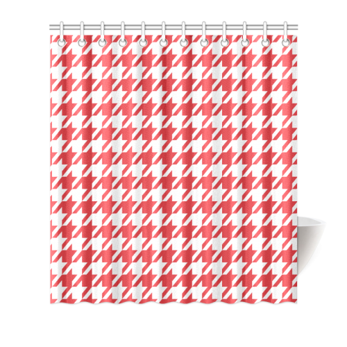 red and white houndstooth classic pattern Shower Curtain 66"x72"