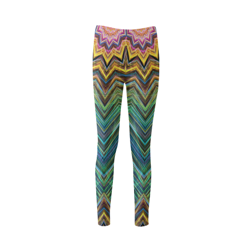 green blue star mandala slice abstract art Cassandra Women's Leggings (Model L01)