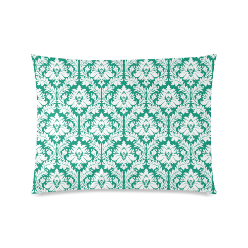 damask pattern emerald green and white Custom Picture Pillow Case 20"x26" (one side)