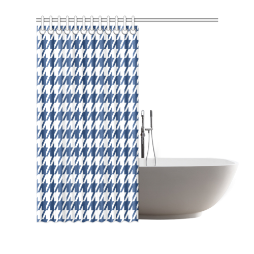 dark blue and white houndstooth classic pattern Shower Curtain 66"x72"