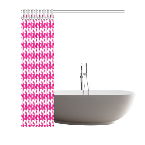 hot pink  and white houndstooth classic pattern Shower Curtain 66"x72"