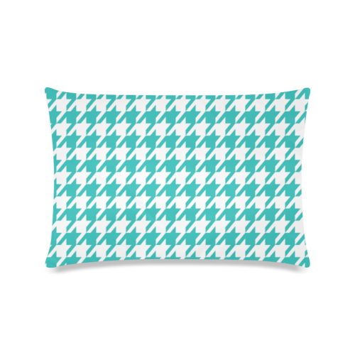 turquoise and white houndstooth classic pattern Custom Zippered Pillow Case 16"x24"(Twin Sides)