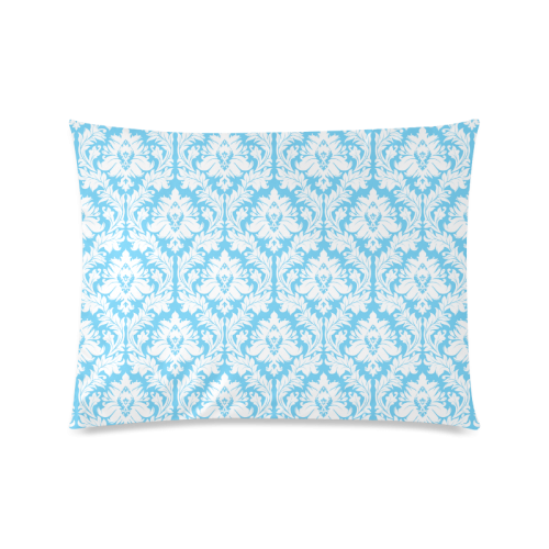 damask pattern bright blue and white Custom Picture Pillow Case 20"x26" (one side)