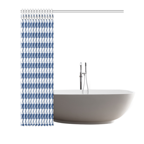 dark blue and white houndstooth classic pattern Shower Curtain 66"x72"