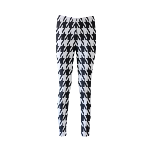 black and white houndstooth classic pattern Cassandra Women's Leggings (Model L01)