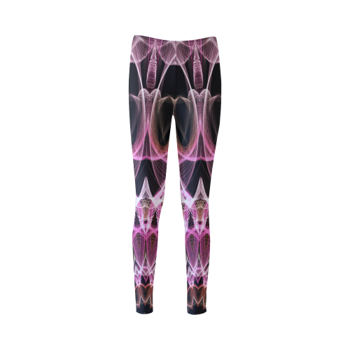 Pink and black lace abstract art mandala slice Cassandra Women's Leggings (Model L01)