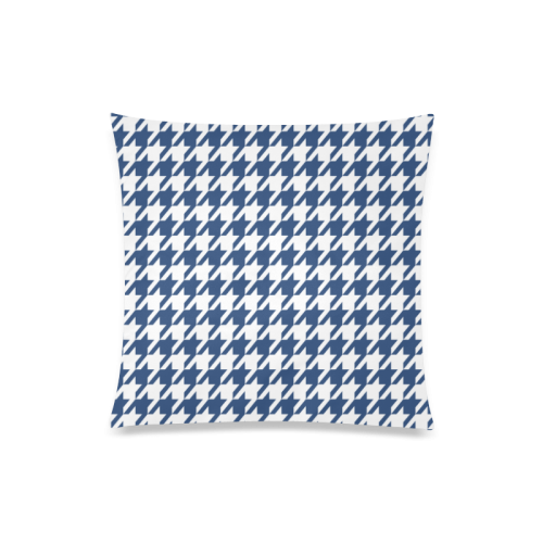dark blue and white houndstooth classic pattern Custom Zippered Pillow Case 20"x20"(One Side)